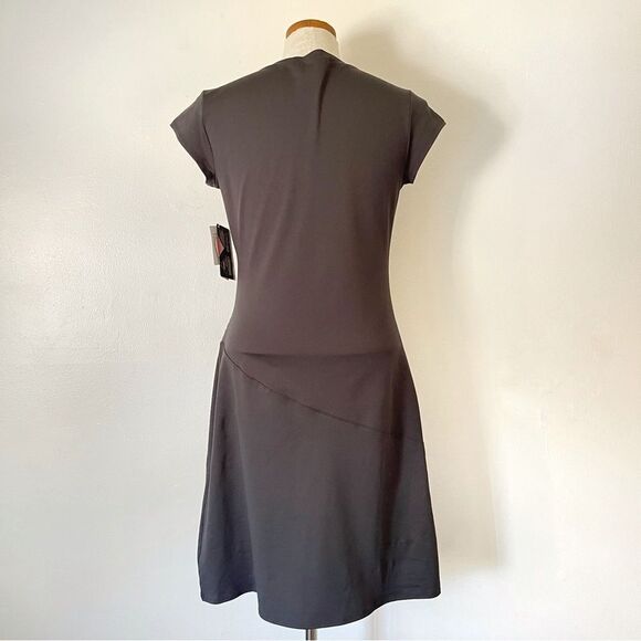 Athleta Black Faux Wrap Mini Dress NWT Size Small - Picture 4 of 6